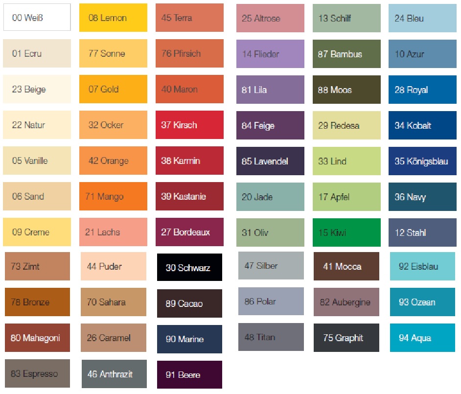 colors for the elastan-jersey sheet
